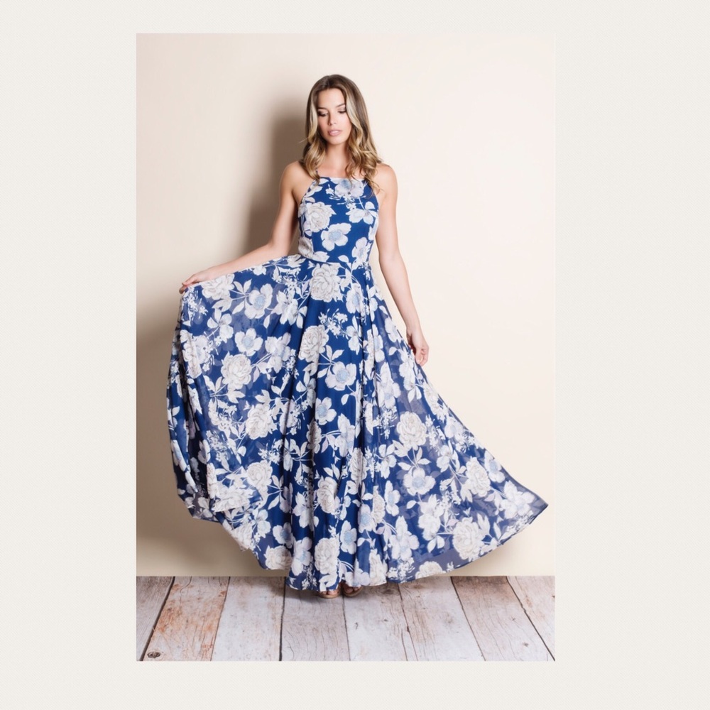 LAST ONE! NEW Crossback Chiffon Floral Maxie Dress